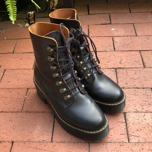 Dr.Martens Leona Leather Heeled Black Boots Size 9